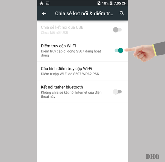 Bật điểm truy cập wifi